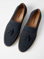 Threadbare Navy Faux Suede Tassel Loafers - Image 2 of 4