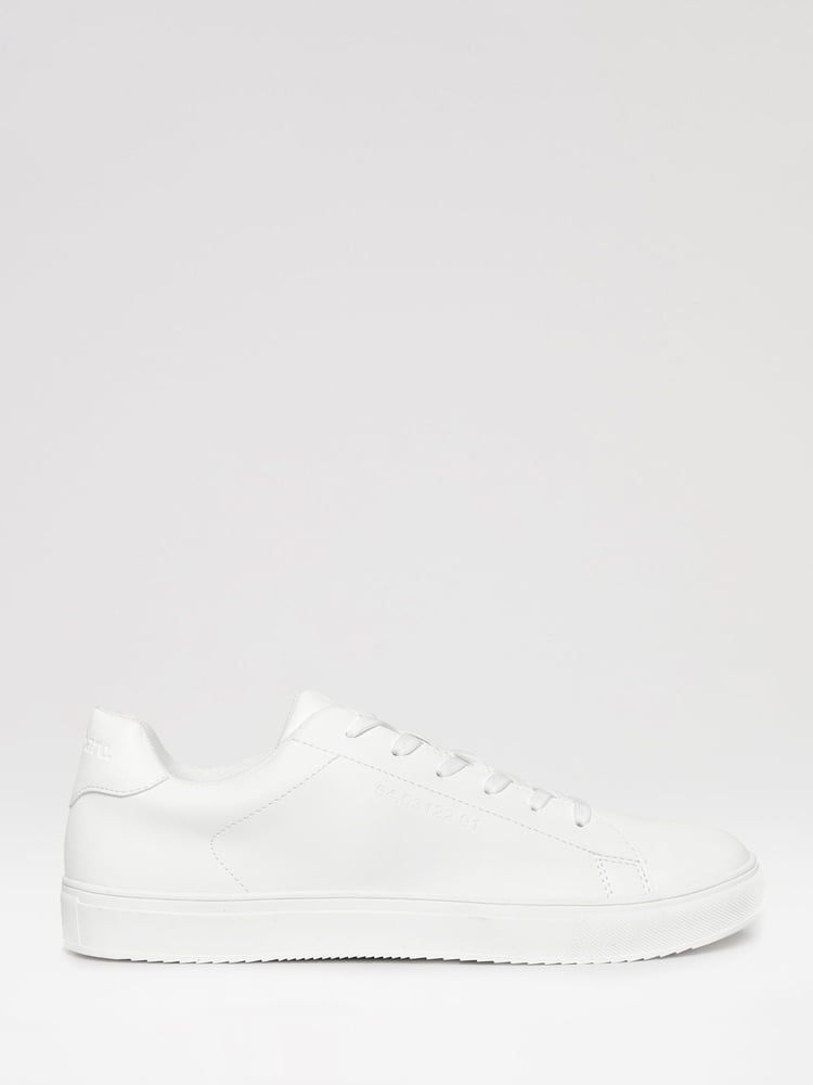 Threadbare White PU Court Trainers - Image 1 of 4