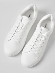 Threadbare White PU Court Trainers - Image 2 of 4