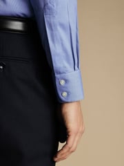 Charles Tyrwhitt Blue Slim Fit Slim Fit Non-Iron Cutaway Collar Fine Check 100% Cotton Shirt - Image 3 of 6