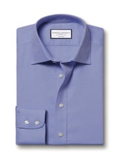 Charles Tyrwhitt Blue Slim Fit Slim Fit Non-Iron Cutaway Collar Fine Check 100% Cotton Shirt - Image 5 of 6