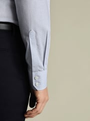 Charles Tyrwhitt Blue Classic Fit Non-Iron Cutaway Collar Gingham 100% Cotton Shirt - Image 3 of 6