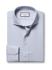 Charles Tyrwhitt Blue Classic Fit Non-Iron Cutaway Collar Gingham 100% Cotton Shirt - Image 4 of 6