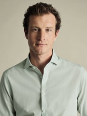 Charles Tyrwhitt Green Slim Fit Slim Fit Non-Iron Cutaway Collar Gingham 100% Cotton Shirt - Image 2 of 6