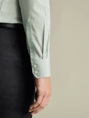Charles Tyrwhitt Green Slim Fit Slim Fit Non-Iron Cutaway Collar Gingham 100% Cotton Shirt - Image 3 of 6