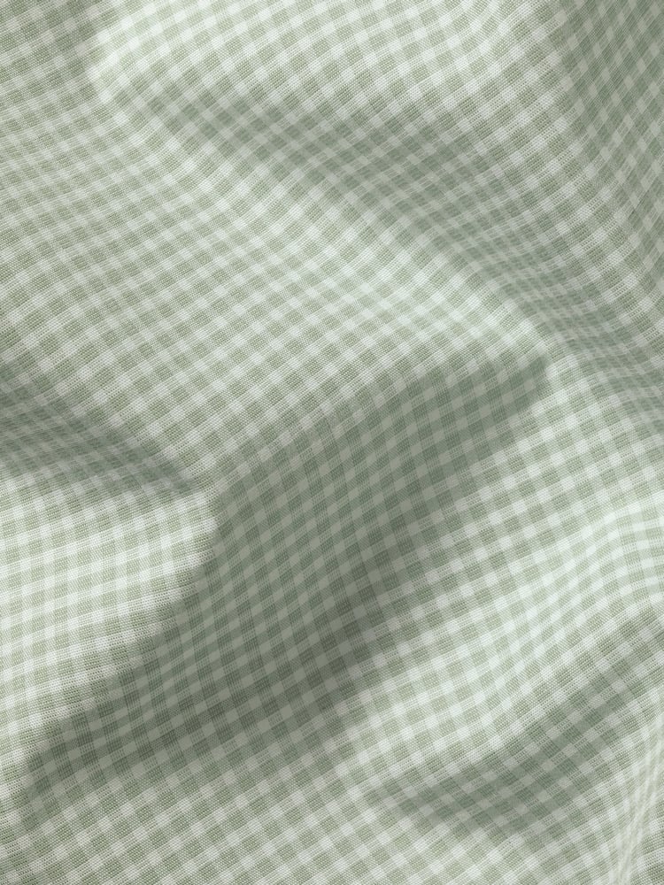 Charles Tyrwhitt Green Slim Fit Slim Fit Non-Iron Cutaway Collar Gingham 100% Cotton Shirt - Image 6 of 6
