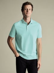 Charles Tyrwhitt Green Short Sleeve Smart Pique Polo Shirt - Image 1 of 5