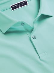 Charles Tyrwhitt Green Short Sleeve Smart Pique Polo Shirt - Image 3 of 5