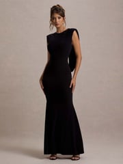 Club L London Black To The Moon Cowl-Back Maxi Dress - Image 1 of 6