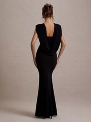 Club L London Black To The Moon Cowl-Back Maxi Dress - Image 2 of 6