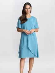 Gina Bacconi Blue Hallie Floral Print Tier Dress - Image 1 of 6