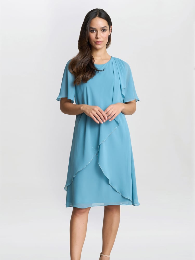 Gina Bacconi Blue Hallie Floral Print Tier Dress - Image 1 of 6