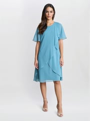 Gina Bacconi Blue Hallie Floral Print Tier Dress - Image 3 of 6