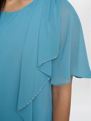 Gina Bacconi Blue Hallie Floral Print Tier Dress - Image 4 of 6
