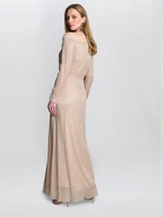 Gina Bacconi Gold Sylvia Metallic Off The Shoulder Dress - Image 2 of 5