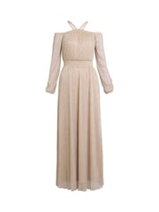Gina Bacconi Gold Sylvia Metallic Off The Shoulder Dress - Image 5 of 5