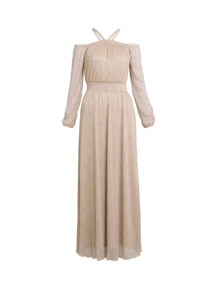 Gina Bacconi Gold Sylvia Metallic Off The Shoulder Dress - Image 5 of 5