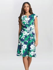 Green Gracey Floral Print Cap-Sleeve Dress - Image 1 of 5