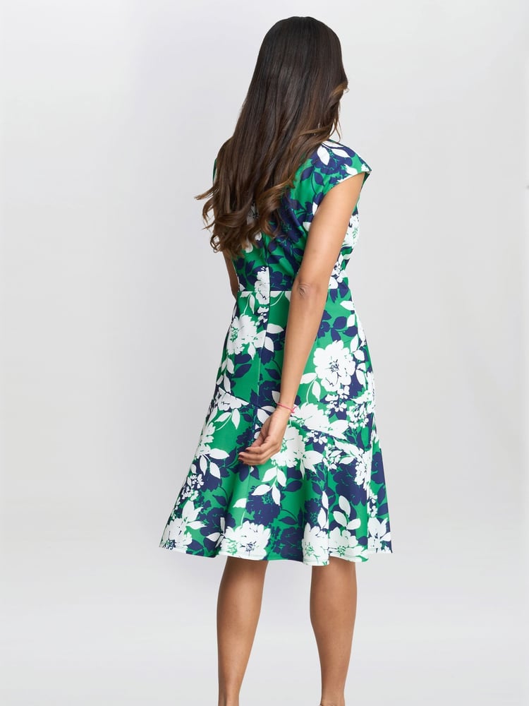 Green Gracey Floral Print Cap-Sleeve Dress - Image 2 of 5