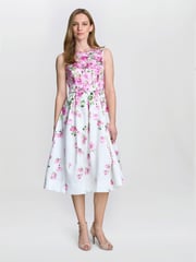 Gina Bacconi Pink Sophia Floral Print Midi Dress - Image 1 of 5