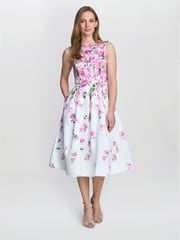 Gina Bacconi Pink Sophia Floral Print Midi Dress - Image 3 of 5