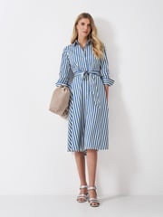 Crew Clothing White Stripe 100% Cotton Shirt Dress - Image 1 of 5