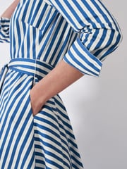 Crew Clothing White Stripe 100% Cotton Shirt Dress - Image 4 of 5