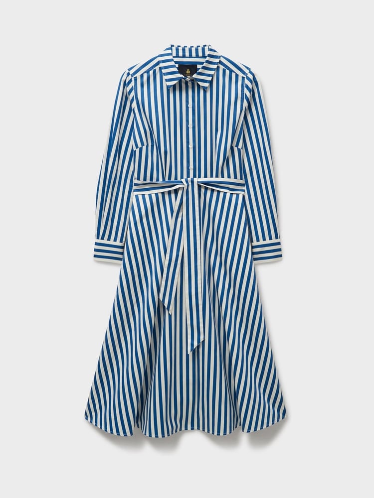 Crew Clothing White Stripe 100% Cotton Shirt Dress - Image 5 of 5