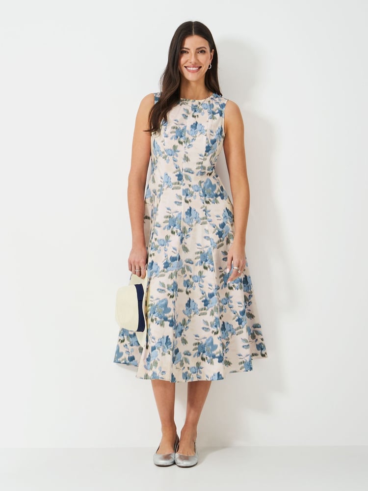 Crew Clothing Pink Panelled Fit And Flare Dress - Image 1 of 5