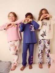 Pink/Cream 100% Cotton Joggers Pyjamas 3 Pack (3-16yrs) - Image 1 of 14