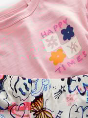 Pink/Cream 100% Cotton Joggers Pyjamas 3 Pack (3-16yrs) - Image 11 of 14