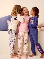 Pink/Cream 100% Cotton Joggers Pyjamas 3 Pack (3-16yrs) - Image 3 of 14