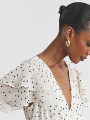 Joanna Hope White Mono Spot Maxi Ruffle Dress - Image 3 of 4