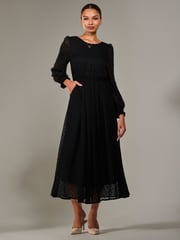 Jolie Moi Black Long Sleeve Chiffon Midaxi Dress - Image 5 of 6