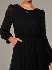 Jolie Moi Black Long Sleeve Chiffon Midaxi Dress - Image 6 of 6