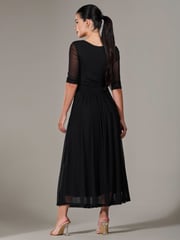 Jolie Moi Black Petite Pleated Half Sleeve Midi Dress - Image 2 of 6