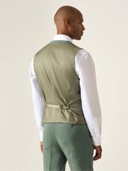 Skopes Green Tailored Fit Calvados Single Breasted Linen Blend Suit Waistcoat - Image 2 of 6