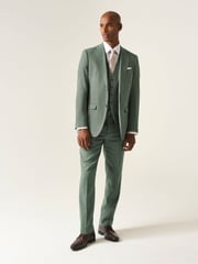 Skopes Green Tailored Fit Calvados Single Breasted Linen Blend Suit Waistcoat - Image 4 of 6
