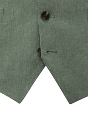 Skopes Green Tailored Fit Calvados Single Breasted Linen Blend Suit Waistcoat - Image 6 of 6