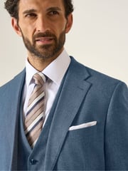 Skopes Blue Single Breasted Tailored Fit Calvados Linen Blend Suit Waistcoat - Image 3 of 5