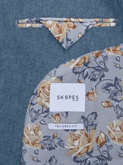 Skopes Blue Single Breasted Tailored Fit Calvados Linen Blend Suit Waistcoat - Image 5 of 5