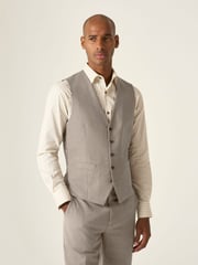 Skopes Natural Single Breasted Tailored Fit Calvados Linen Blend Suit Waistcoat - Image 1 of 4