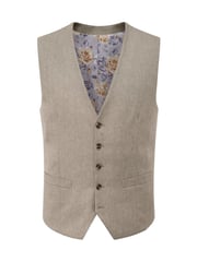 Skopes Natural Single Breasted Tailored Fit Calvados Linen Blend Suit Waistcoat - Image 3 of 4