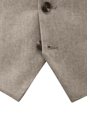 Skopes Natural Single Breasted Tailored Fit Calvados Linen Blend Suit Waistcoat - Image 4 of 4