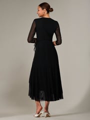 Jolie Moi Black Mesh Wrap Midaxi Dress - Image 6 of 6