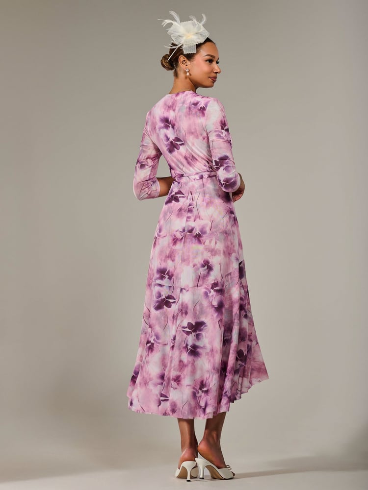 Jolie Moi Pink Mesh Wrap Midaxi Dress - Image 2 of 6