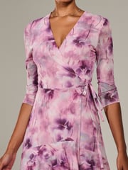 Jolie Moi Pink Mesh Wrap Midaxi Dress - Image 3 of 6