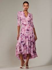 Jolie Moi Pink Mesh Wrap Midaxi Dress - Image 6 of 6
