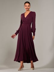 Jolie Moi Purple Long Sleeve Supersoft Jersey Maxi Dress - Image 1 of 6