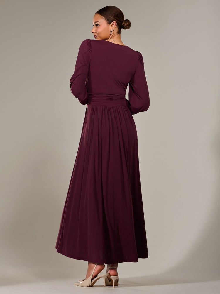 Jolie Moi Purple Long Sleeve Supersoft Jersey Maxi Dress - Image 2 of 6